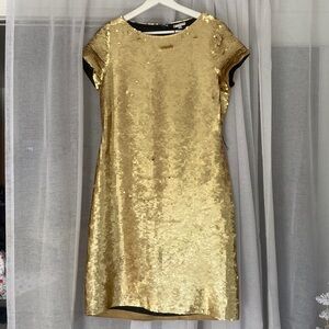NWT Marks & Spencer Limited Collection Gold Sequin Shift Dress – Size 10
